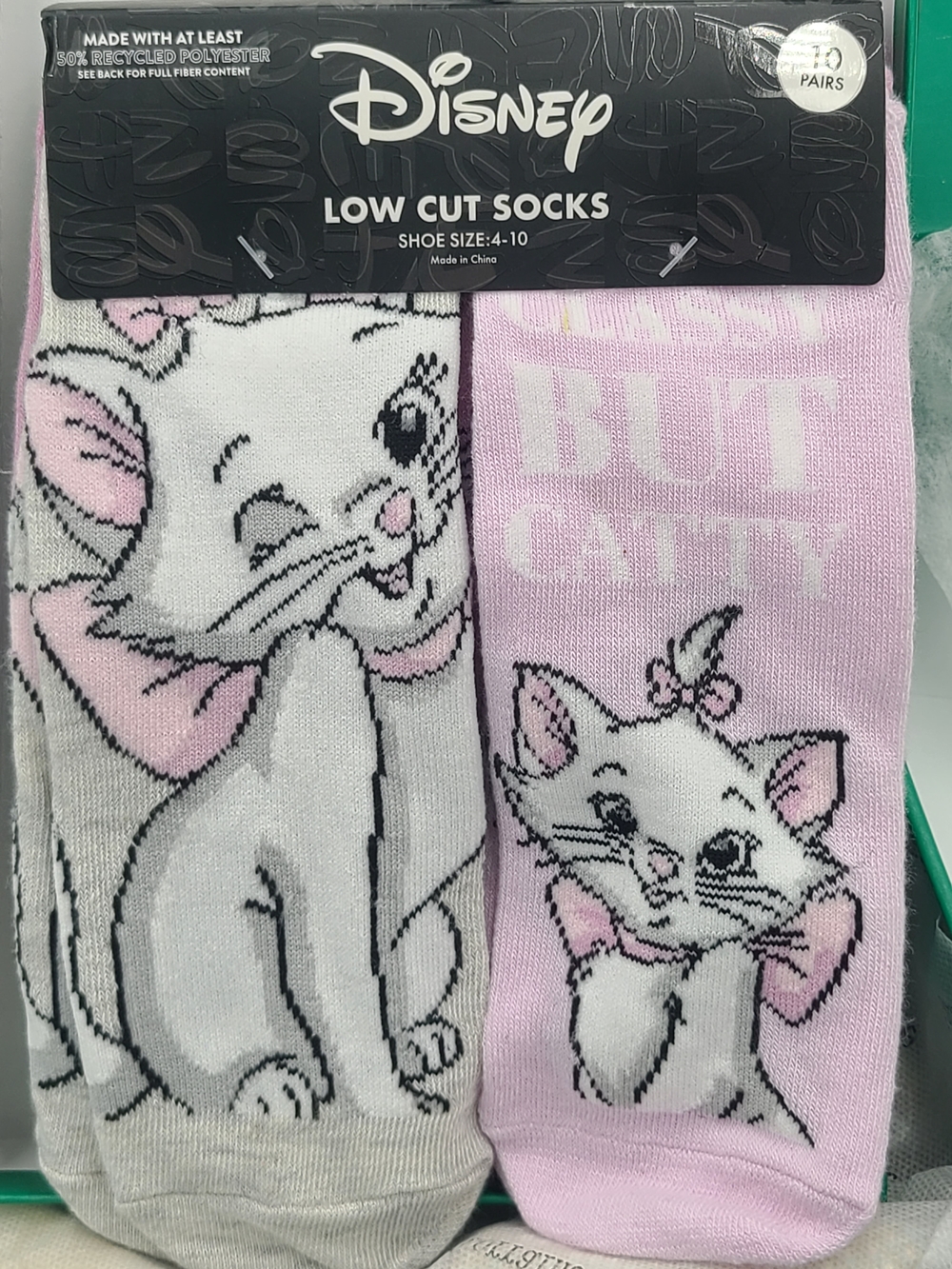 Ten Pair Disney Aristocats Low Cut Socks - Pink, White, Gray
